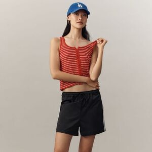 Anthropologie Pilcro Top Scoop-Neck Button-Front Tank Red White Size Small NWT